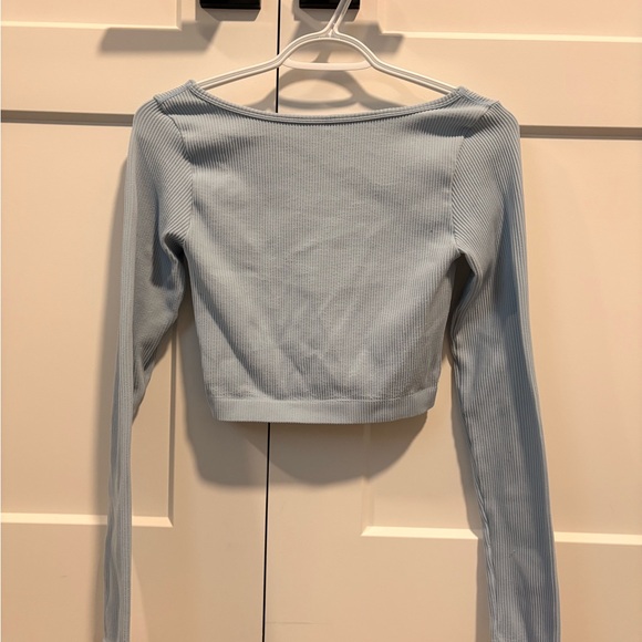 Garage Light Blue Ribbed Crop Top - Picture 3 of 3